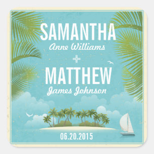 Island Resort Beach Destination Wedding Gift Label