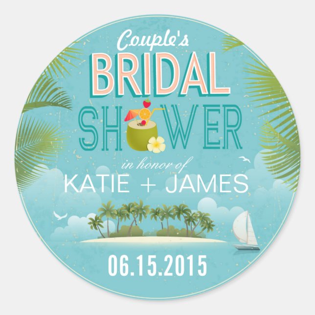 Island Resort Destination Bridal Shower Label (Front)