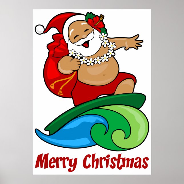 Island Santa Merry Christmas Poster (Front)