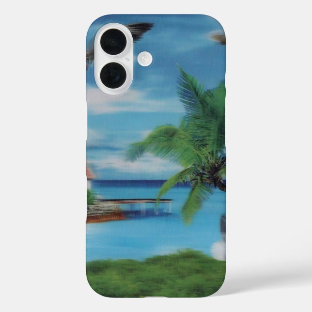 Island Serenity | Tropical Beach Scene Achempong D Case-Mate iPhone Case (Back)