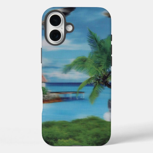 Island Serenity | Tropical Beach Scene Achempong D Case-Mate iPhone Case (Back)