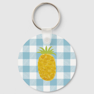 Island Slow-Living Ice Blue Check Key Ring