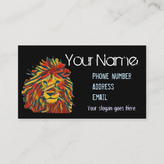 Island style business card, Rasta lion Card (Front)