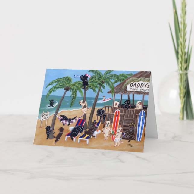Island Summer Vacation Labradors Card (Front)