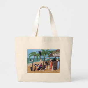 Island Summer Vacation Labradors Large Tote Bag