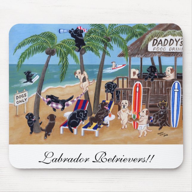 Island Summer Vacation Labradors Mouse Mat (Front)