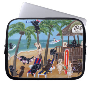 Island Summer Vacation Labradors Painting Laptop Sleeve