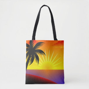Island sun set tote bag