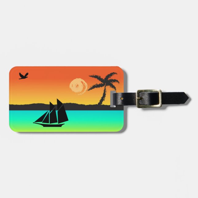 Island Sunset Luggage Tag (Front Horizontal)