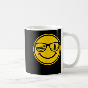 Island surf smile face sunglasses beach life vibes coffee mug