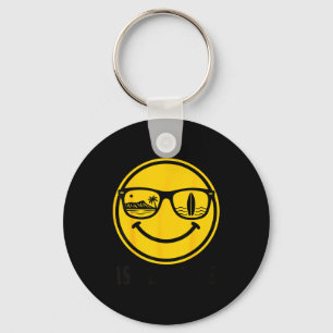 Island surf smile face sunglasses beach life vibes key ring