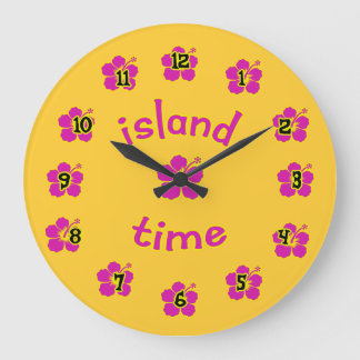 Island Time!  Hibiscus Motif Wall Clock