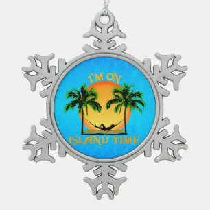 Island Time Snowflake Pewter Christmas Ornament