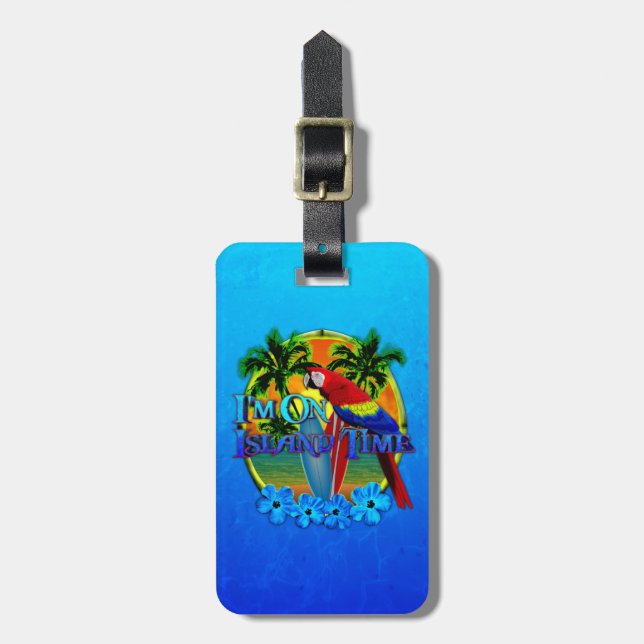 Island Time Sunset Luggage Tag (Front Vertical)