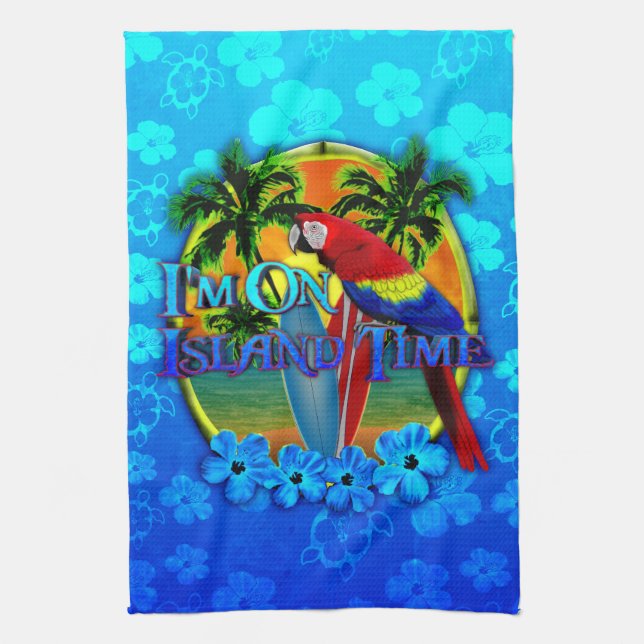 Island Time Sunset Tea Towel (Vertical)