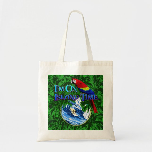 Island Time Surfing Palm Trees Tote Bag (Front)