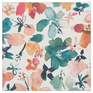 ISLAND TIME Watercolor Tropical Floral Fabric