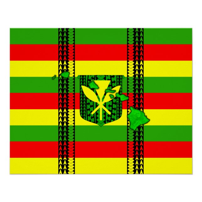 Island Tribal Kanaka Maoli Flag Poster (Front)