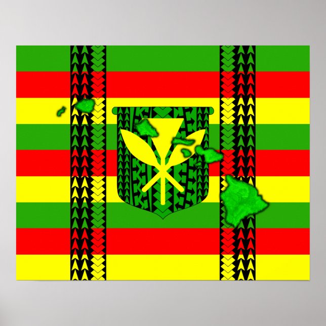 Island Tribal Kanaka Maoli Flag Poster (Front)