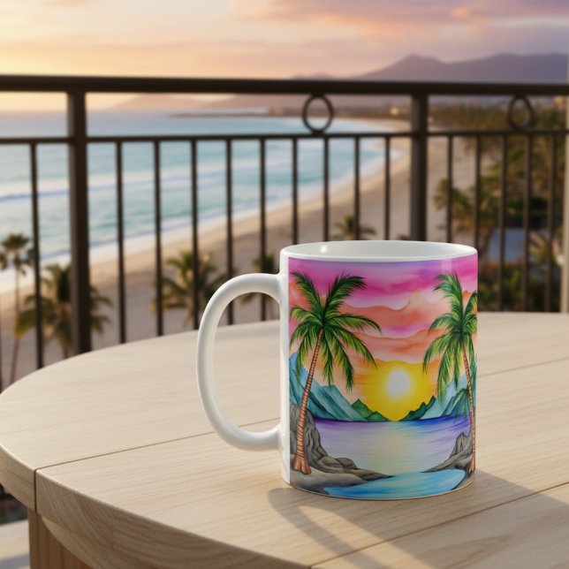 Island Tropical Beach Sunset Coffee Mug (Creator Uploaded)