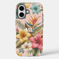 Island Tropical Flowers Monogram Design