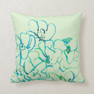 Island Tropical Orchid Pillow - Blue Green