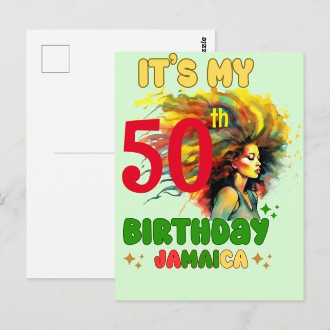 Island Vibes Jamaica Birthday Girl Group Matching Postcard (Front/Back)