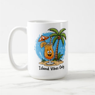Island Vibes Only - Tropical Sunset & Palm Tree De Coffee Mug