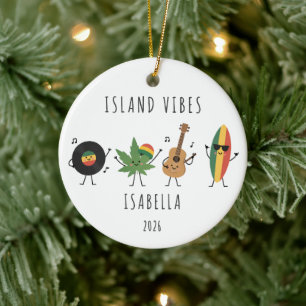 Island Vibes Personalised Reggae Ceramic Tree Decoration