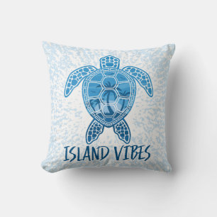 Island Vibes Tropical Sunset Sea Turtle Design Cushion