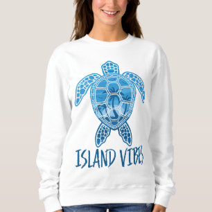 Island Vibes Tropical Sunset Sea Turtle Design Sweatshirt