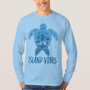 Island Vibes Tropical Sunset Sea Turtle Design T-Shirt