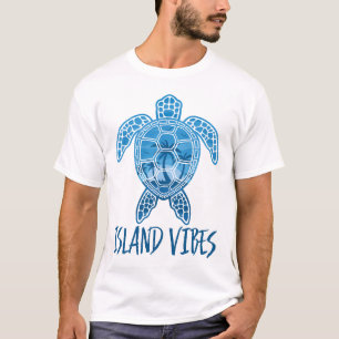 Island Vibes Tropical Sunset Sea Turtle Design T-Shirt