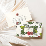 Island Vintage Business Card<br><div class="desc">Tropical chic business cards feature your name and/or business name nestled in a frame of green banana and monstera leaves with red and coral hibiscus flowers illustrated in a vintage hand drawn style. Personalise with your contact information on the reverse side in charcoal grey on a light ivory background accented...</div>