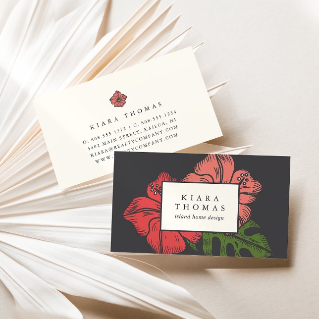 Island Vintage Hibiscus Business Card (Creator Uploaded)