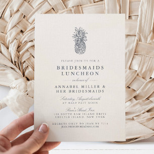 Island Vintage Pineapple Bridesmaids Luncheon Invitation