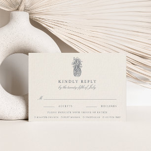 Island Vintage Pineapple Meal Choice Wedding RSVP Card