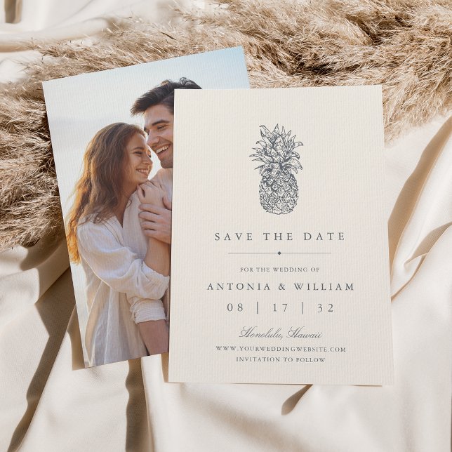 Island Vintage Pineapple Photo Wedding Save The Date (Creator Uploaded)