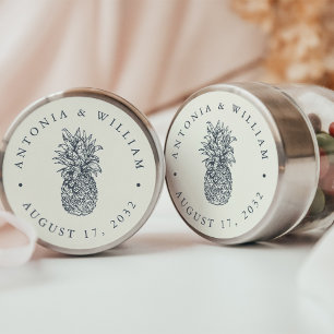 Island Vintage Pineapple Wedding Favour Classic Round Sticker