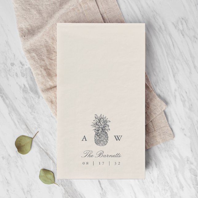 Island Vintage Pineapple Wedding Monogram Napkin (Creator Uploaded)