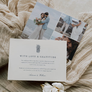 Island Vintage Pineapple Wedding Multi Photo Thank You Card