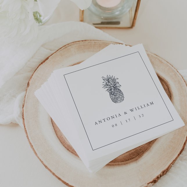 Island Vintage Pineapple Wedding Napkin (Creator Uploaded)