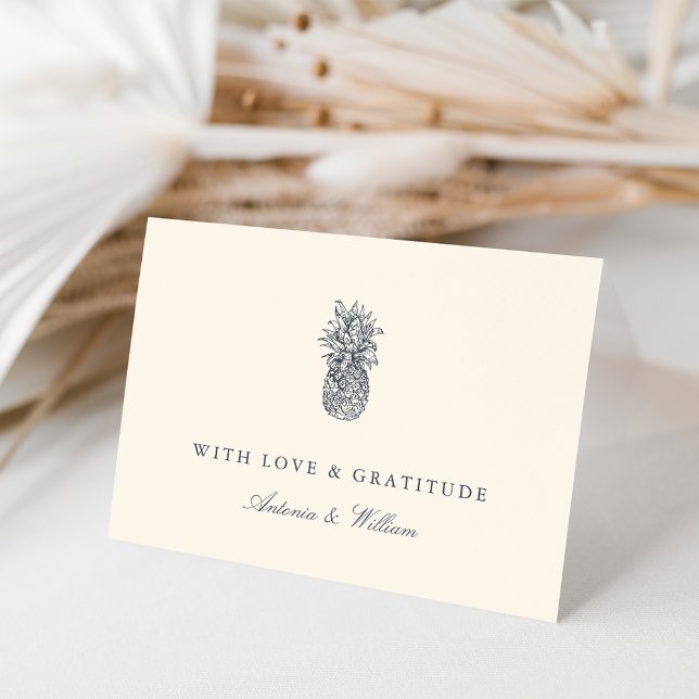 Island Vintage Pineapple Wedding Thank You Card (Creator Uploaded)