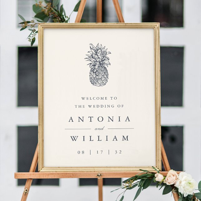 Island Vintage Pineapple Wedding Welcome Poster (Creator Uploaded)