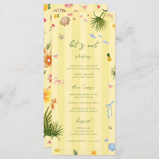 Island Yellow Wedding Menu (Front/Back)