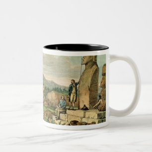 Islanders and Monuments of Easter Island Two-Tone Coffee Mug