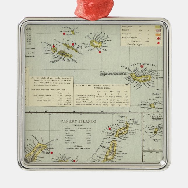 Islands, Atlantic Ocean Metal Tree Decoration (Front)