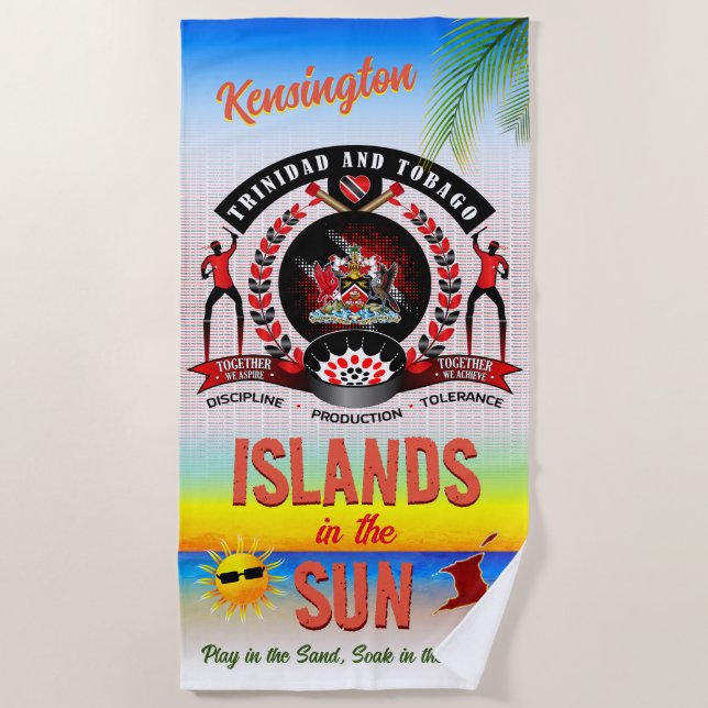 Islands in The Sun Trinbago Souvenir Beach Towel (Front)