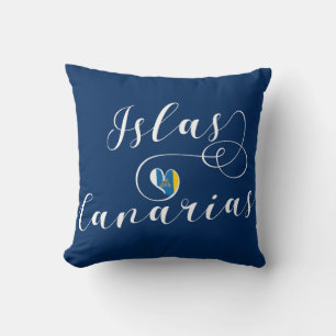 Islas Canarias, Canary Islands Flag Heart, Cushion