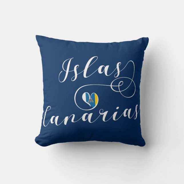 Islas Canarias, Canary Islands Flag Heart, Cushion (Front)